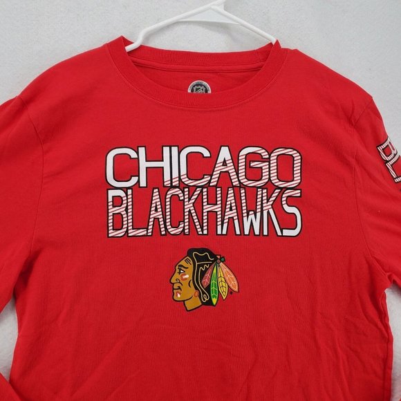 CHICAGO BLACKHAWKS Shirt Men's Long Sleeve Tee Crew Neck Pullover NHL Red 2XL - Picture 6 of 12